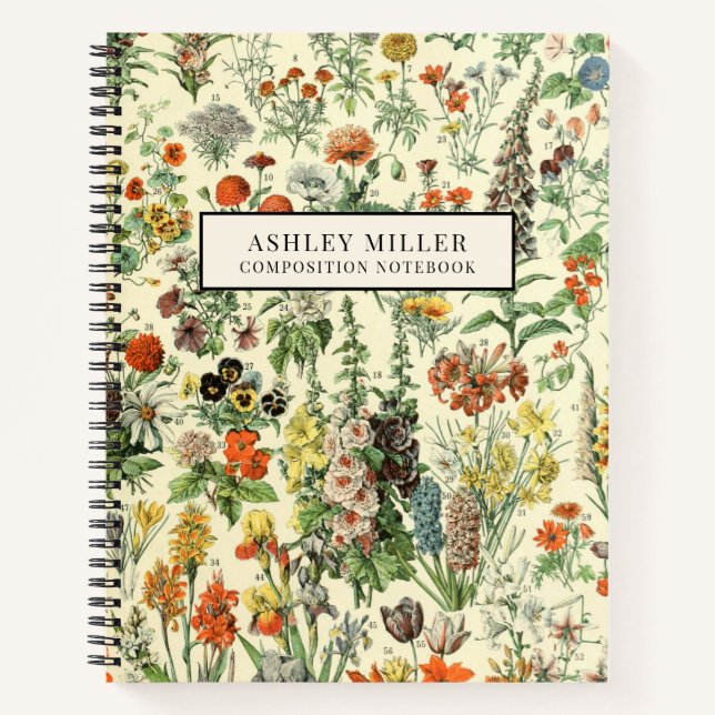 Vintage Botanical Personalized Name Notebook (Front)