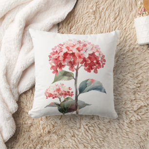 Vintage Botanical Pink Hydrangea Floral Throw Pill Pillow