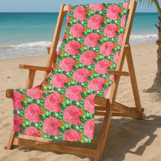 Vintage Botanical / Pink Rose Floral Beach Towel