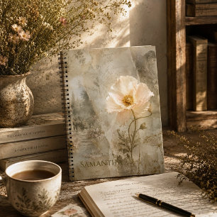 Vintage Botanical Poppy Collage Mediterranean Art Notebook