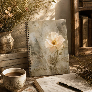 Vintage Botanical Poppy Collage Mediterranean Art Notebook