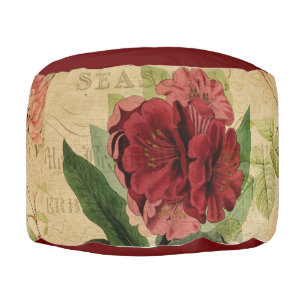 Vintage Botanical Pouf - Floral French Postcard 