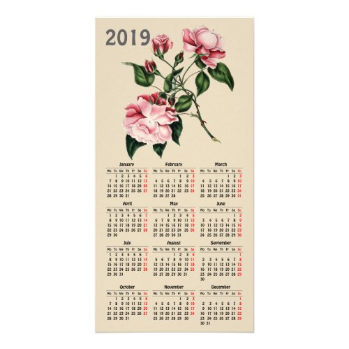 vintage botanical print 2019 calendar card