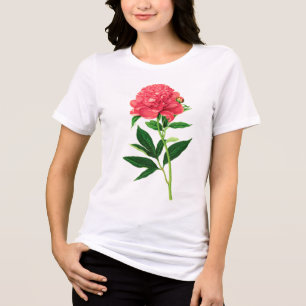 Vintage Botanical Print, Coral Pink Peony Tri-Blend Shirt