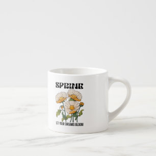 Vintage botanical print with a wildflower spring espresso cup