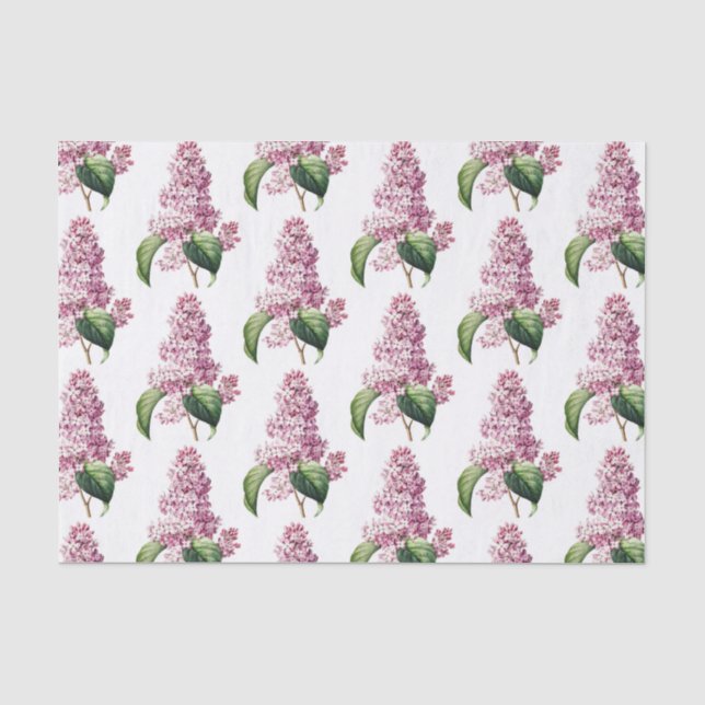 Vintage Botanical Purple Lilac Blossom Tissue Paper (Front)