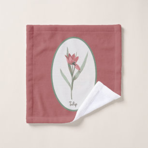Vintage Botanical Red Tulip Flower Cameo Bath Towel Set
