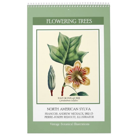 Vintage Botanical Redoute Flowering Trees 2020 Calendar Zazzle Com