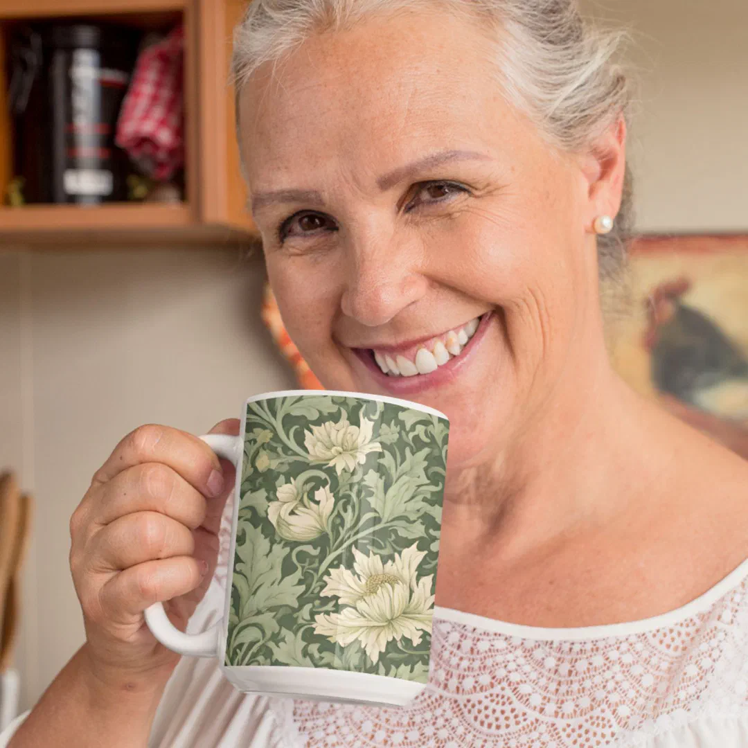 Vintage Botanical Retirement Gifts for Mom Green Mug (Vintage Botanical Retirement Gifts for Mom)