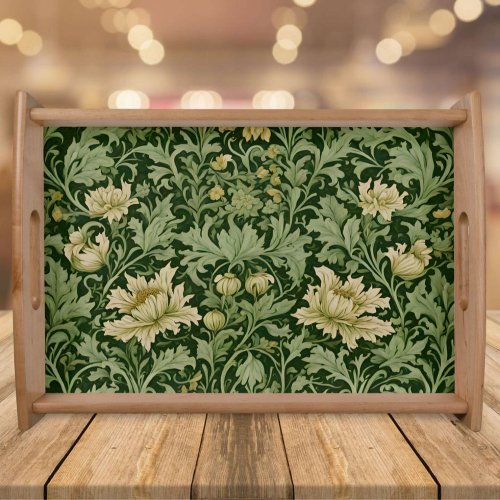 Vintage Botanical Retirement Gifts for Mom Green Serving Tray