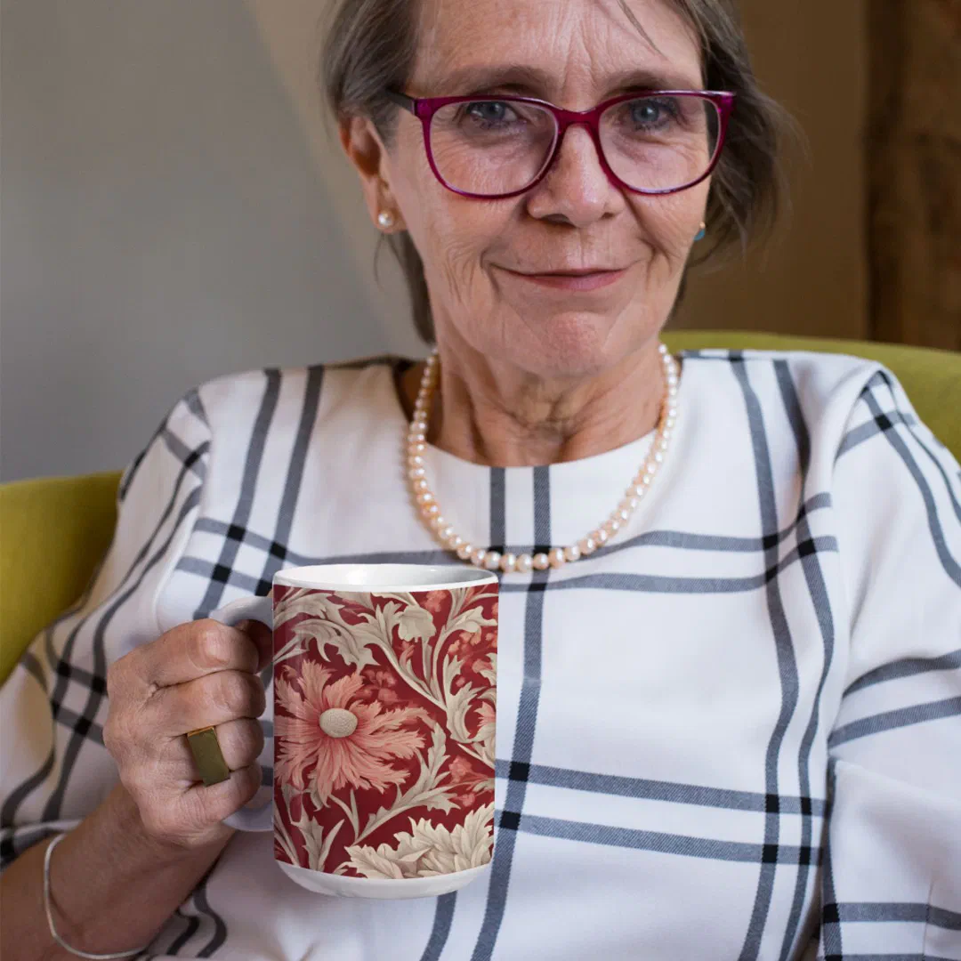 Vintage Botanical Retirement Gifts for Mom Red Mug (Vintage Botanical Retirement Gifts for Mom)
