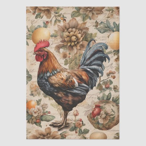 Vintage Botanical Rooster Tissue Paper