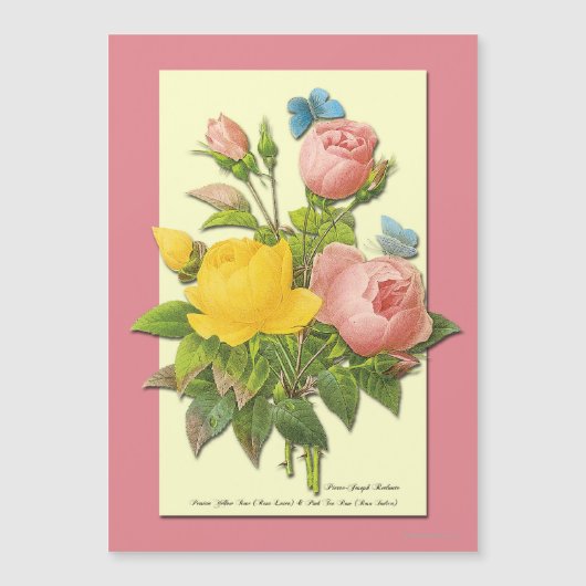 Vintage Botanical Rose Bouquet Magnetic Template (Front)