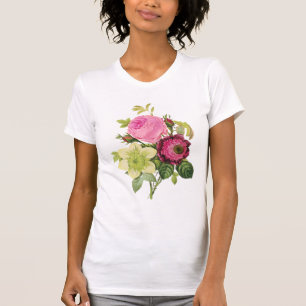Vintage Botanical rose, clematis, and anemone T-Shirt
