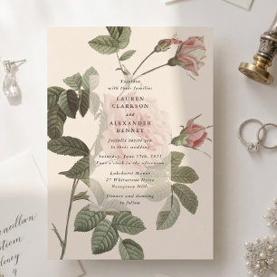 Vintage botanical rose floral wedding innvitation invitation