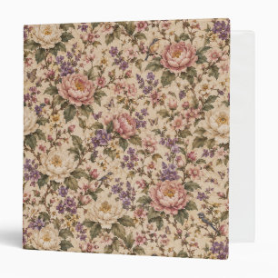 Vintage Botanical Rose Garden & Butterfly Pattern 3 Ring Binder