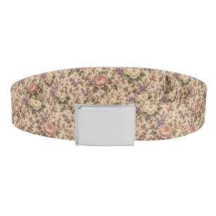 Vintage Botanical Rose Garden & Butterfly Pattern Belt