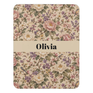 Vintage Botanical Rose Garden & Butterfly Pattern Door Sign