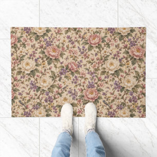 Vintage Botanical Rose Garden & Butterfly Pattern Doormat