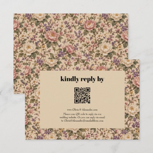 Vintage Botanical Rose Garden &amp; Butterfly Pattern Enclosure Card