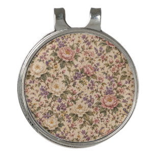 Vintage Botanical Rose Garden & Butterfly Pattern Golf Hat Clip