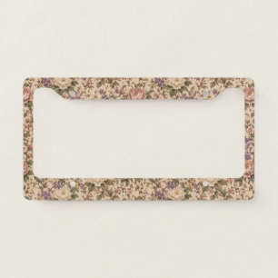 Vintage Botanical Rose Garden & Butterfly Pattern License Plate Frame