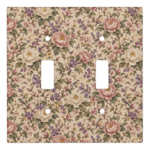 Vintage Botanical Rose Garden & Butterfly Pattern Light Switch Cover