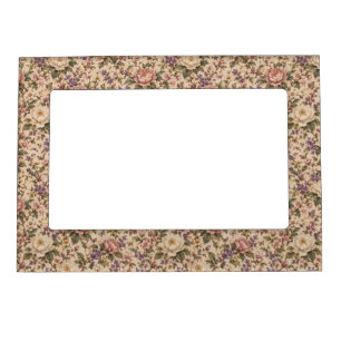 Vintage Botanical Rose Garden & Butterfly Pattern Magnetic Frame