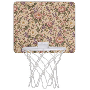 Vintage Botanical Rose Garden & Butterfly Pattern Mini Basketball Hoop