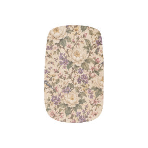 Vintage Botanical Rose Garden & Butterfly Pattern Minx Nail Art