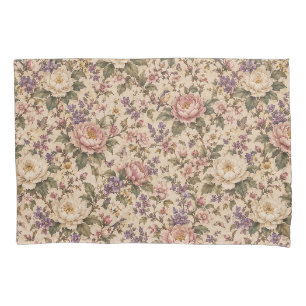 Vintage Botanical Rose Garden & Butterfly Pattern Pillow Case