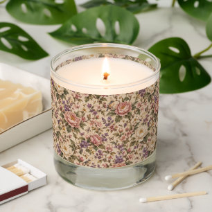 Vintage Botanical Rose Garden & Butterfly Pattern Scented Candle