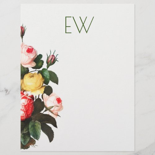 VINTAGE BOTANICAL ROSES AND BIRDS NEST LETTERHEAD