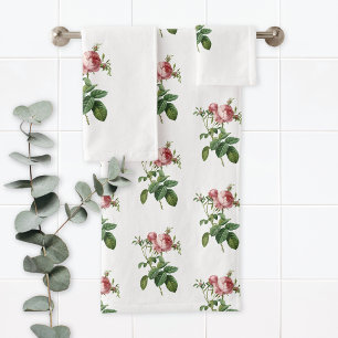 Vintage Botanical Roses Monogram  Bath Towel Set