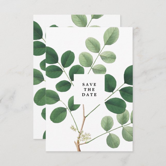 vintage botanical save the date card (Front/Back)