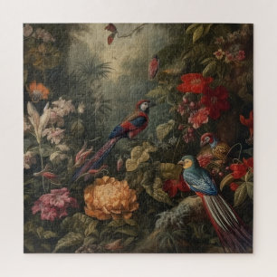 Vintage botanical scene birds flowers in paradise jigsaw puzzle