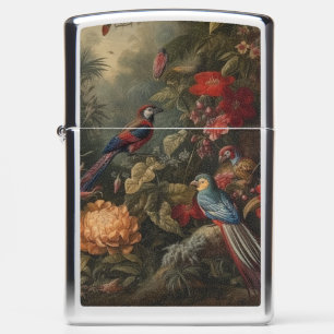 Vintage botanical scene birds flowers in paradise zippo lighter