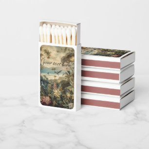 Vintage botanical scene birds paradise matchboxes