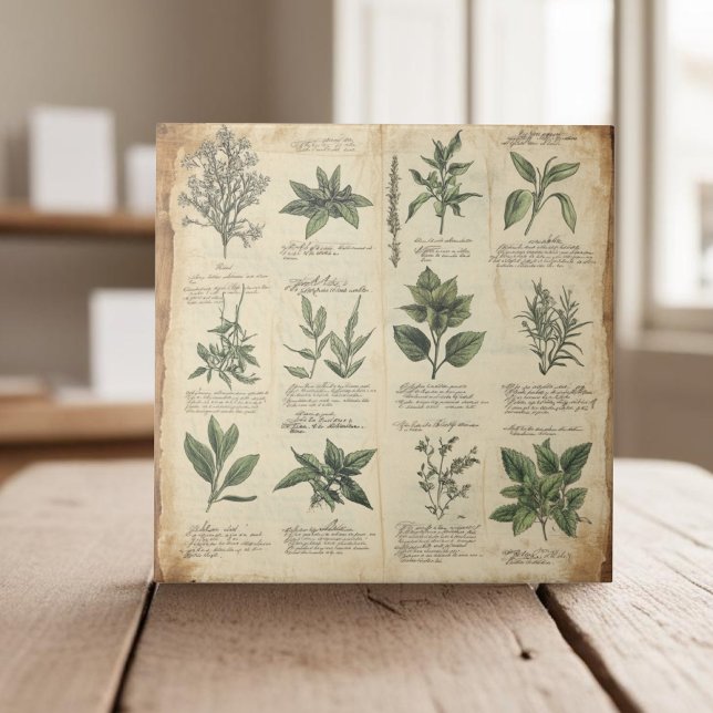 Vintage botanical scientific chart herbs ceramic tile (Creator Uploaded)