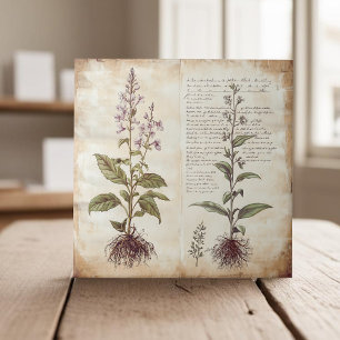 Vintage botanical scientific chart herbs ceramic tile