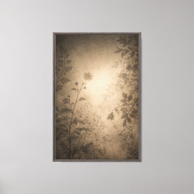 Vintage Botanical Shadow Dream Canvas Print (Front)