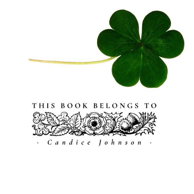Vintage Botanical Shamrocks Custom Library Book Rubber Stamp (Creator Uploaded)