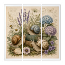 Vintage Botanical Snails Nature Acrylic Wall Art