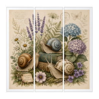 Vintage Botanical Snails Nature Acrylic Wall Art