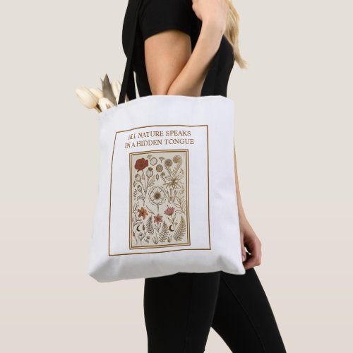 Vintage Botanical Specimen Dark Academia Tote Bag