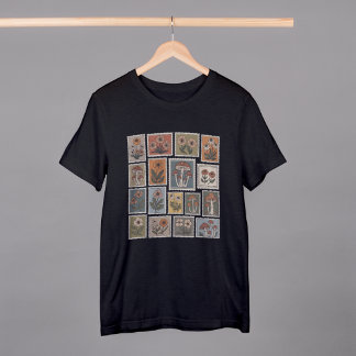 Vintage Botanical Stamp with Flowers and Mushroom T-Shirt