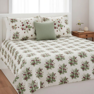 Vintage Botanical Strawberry Garden Duvet Cover