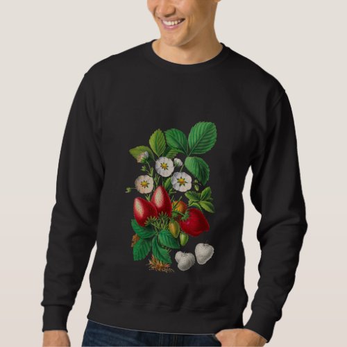 Vintage Botanical Strawberry Illustrated Fruit Sweatshirt