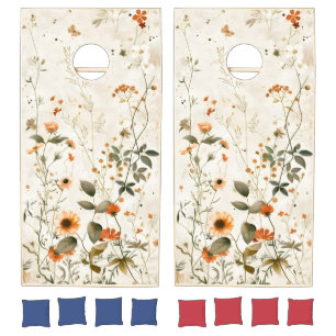 Vintage Botanical Style Antique Botanical Floral Cornhole Set