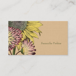 Vintage Botanical Sunflower Business Card